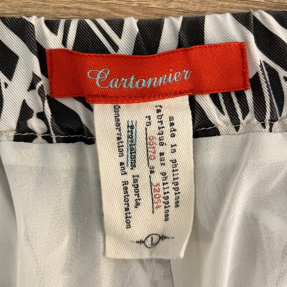 Anthropologie Cartonnier Pull On Lined Boho Print Shorts Size Large Black Cream - Picture 4 of 9